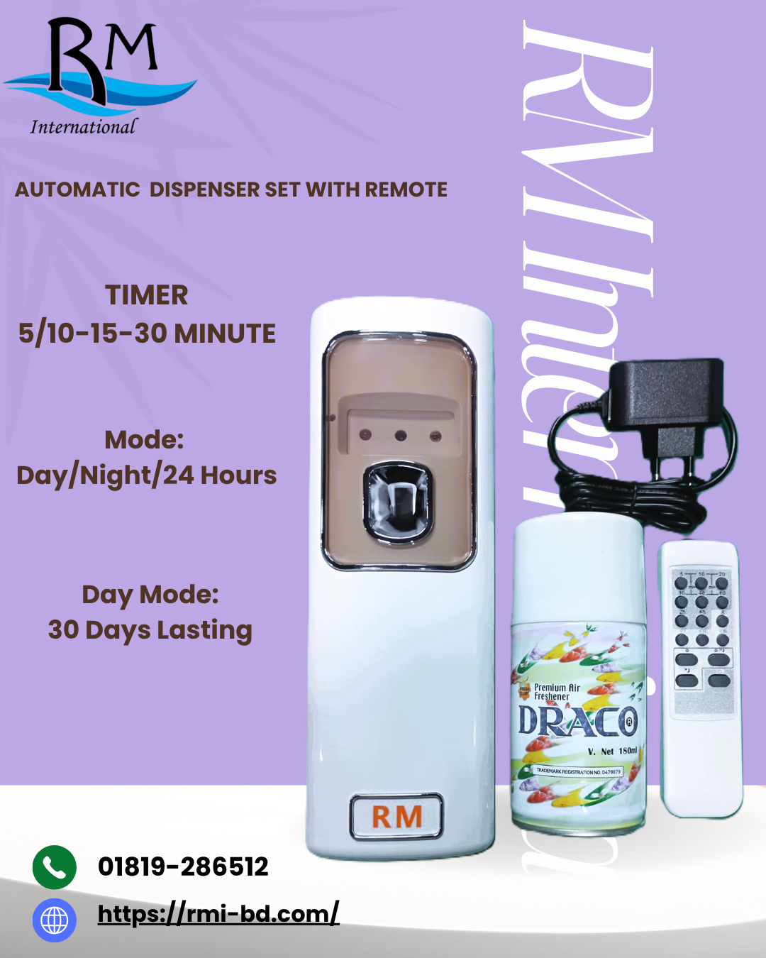  RM Electric Dispenser Set LED  Dispenser, Draco, Adapter